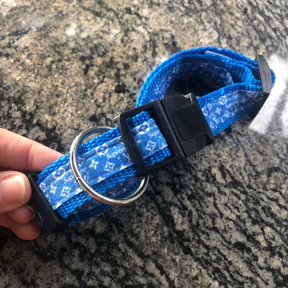 Blue design runway large  beauty dog collar fashion designer hip hop supreme